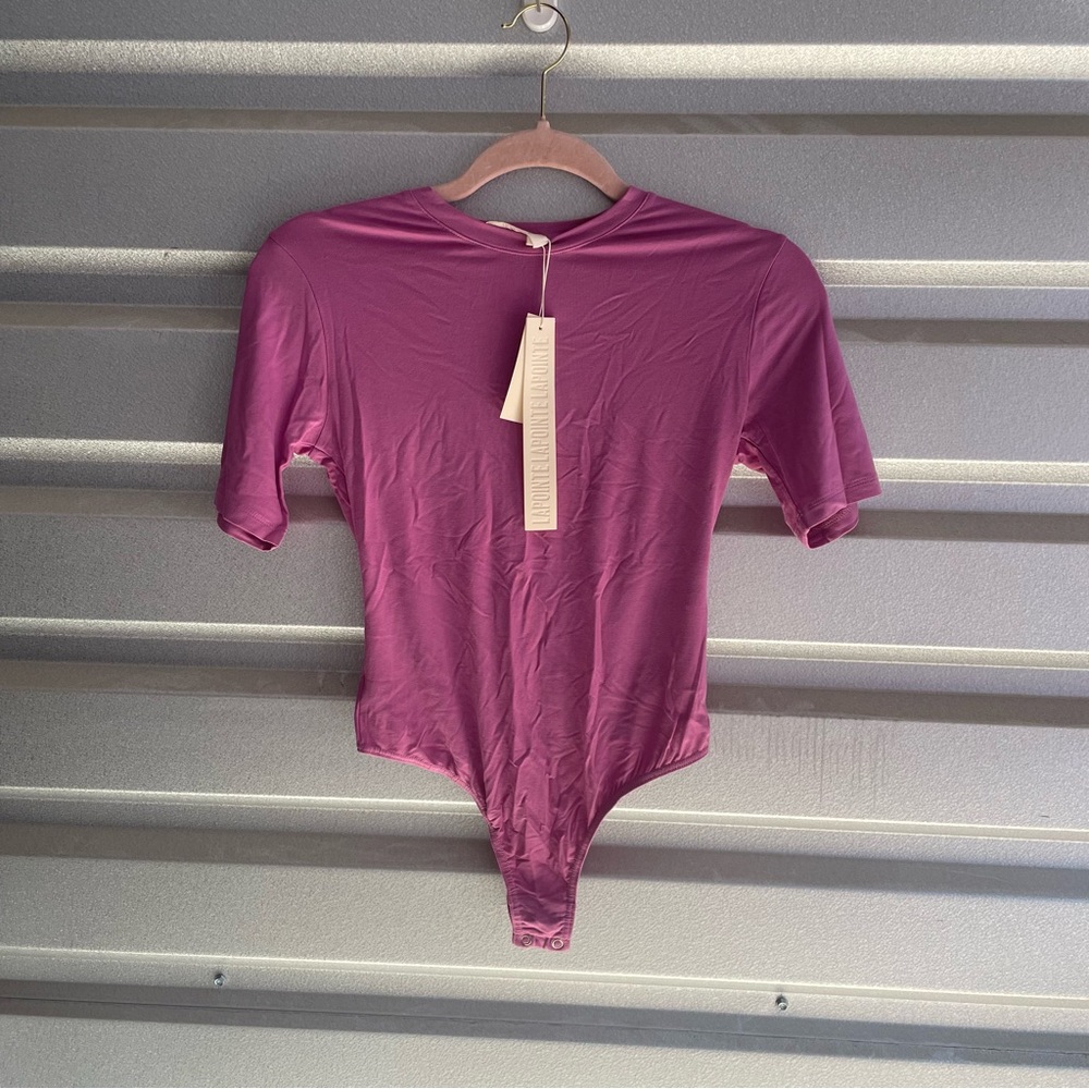 Lapointe NWT LIGHTWEIGHT JERSEY CREWNECK BODYSUIT IN ORCHID - Picture 1 of 6